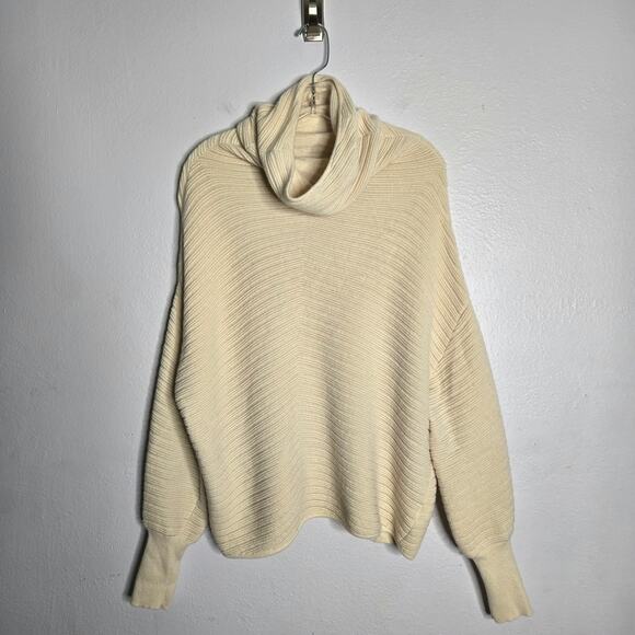 Nordstrom Cashmere Ribbed Knit Cowl Neck Sweater M Quiet Luxury Elevated Basic - Picture 1 of 9